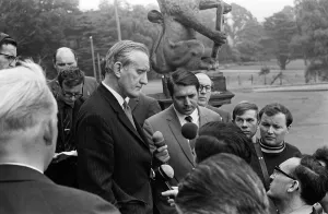 Prime Minister of Northern Ireland James Chichester-Clark holds a press conference
