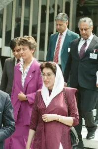 Prime Minister of Pakistan Benazir Bhutto during her visit to London. 6th July 1989