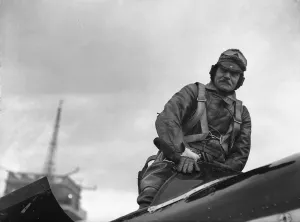 Parachute Prints: Prime Minister Ramsay MacDonald seen here climbing aboard a Fairey 3F aircraft of number