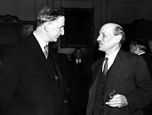 Ireland Prints: Prime Minister of the Republic of Ireland Eamon De Valera talks with British Prime