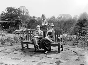Residence Prints: Prime Minister Stanley Baldwin with his wife Lucy and son Oliver in the garden