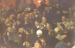 Prime Minister Tony Blair sitting amongst the crowd at St James Park