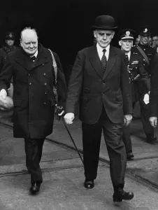 Shipyard Prints: Prime Minister Winston Churchill acknowledging the cheers of workmen at the shipyard