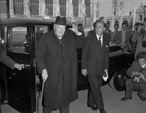 Walking Stick Prints: Former Prime Minister Winston Churchill arrives in Cambridge for a tree planting