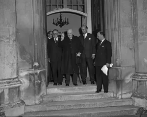 Former Prime Minister Winston Churchill arrives in Cambridge for a tree planting