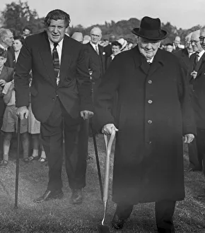 Former Prime Minister Winston Churchill seen after planting an oak tree to inaugurate