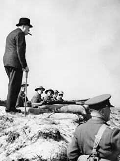 00886 Prints: Prime Minister Winston Churchill seen here during a visit to the North East coast of