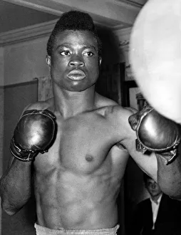 Prince Ade West of Nigeria who is training to be a boxer in this country seen practising