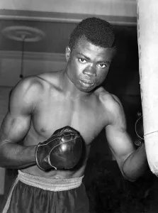 Punch Bag Prints: Prince Ade West of Nigeria who is training to be a boxer in this country seen practising