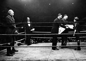 1920 Prints: Prince Albert congratulates a successful competitor in the London Scout Boxing