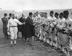 Prince Albert, The Duke of York, meeting at the New York Giants baseball team before