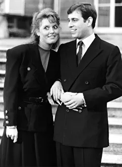 00127 Prints: Prince Andrew with Duchess of York announcing their engagement March 1986