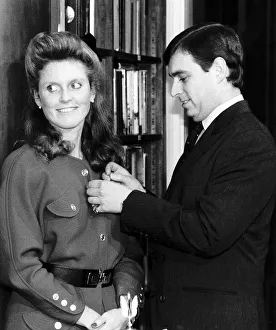 Prince Andrew With The Duchess Of York as He Gives Her Pilots Licence Badge