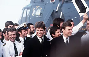 Prince Andrew on HMS Invincible returns home 1982 after Falklands war serivce