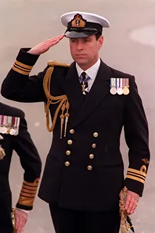Prince Andrew inspects Sea Scouts at Trafalgar Square during the annual Trafalgar
