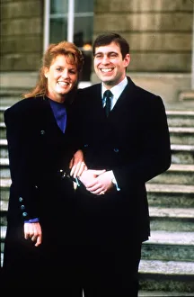 00128 Prints: Prince Andrew with Sarah Ferguson on the announcement of their engagement March
