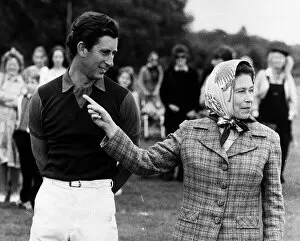 Images Dated 5th June 1979: Prince Charles andhsi mother Queen Elizabeth II at a polo tournament June