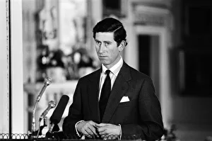 01384 Prints: Prince Charles attends the Mountbatten Trust press conference at Broadlands, Hampshire