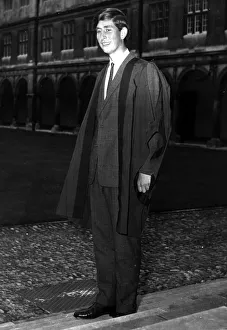 00128 Prints: Prince Charles at Cambridge University wearing gown September 1967