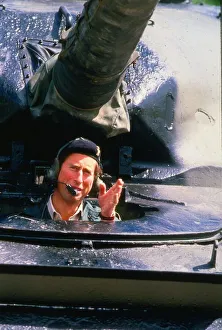 Prince Charles Drives A Chiefton Tank At An Army Range In Tidworth 12th June 1985