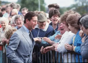 Prince Charles in Easterhouse Scotland meeting locals 1987 Glasgow