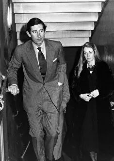 Images Dated 1st March 1977: Prince Charles with friend Penelope Eastwood leaving a West End Theatre, March 1977