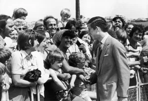 Cleveland Prints: Prince Charles is greeted by large crowds on his arrival at Whitby during the Royal