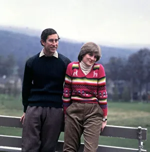 Prince Charles & Lady Diana Spencer wearing thick wool sweaters cords at Balmoral