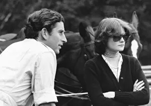 Images Dated 18th July 1977: Prince Charles and lady friend Lady Sarah Spencer watching polo at Cowdray Park in Sussex