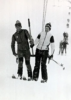 Girlfriend Prints: Prince Charles with Lady Sarah Spencer on a skiing holiday in Austria 1978