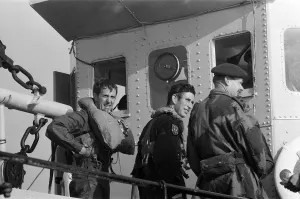01503 Prints: Prince Charles makes a parachute jump off the Dorset coast during his training as an RAF