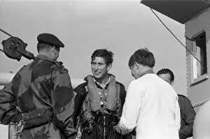 01503 Prints: Prince Charles makes a parachute jump off the Dorset coast during his training as an RAF