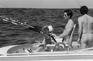 Prince Charles marlin fishing near Rottnest Island in Australia. March 1979