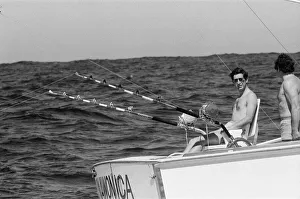Prince Charles marlin fishing near Rottnest Island in Australia. March 1979
