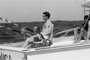 01384 Prints: Prince Charles marlin fishing near Rottnest Island in Australia. March 1979