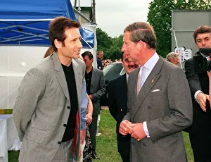Prince Charles meets X Files actor David Duchovny July 1998 at the Party in the Park