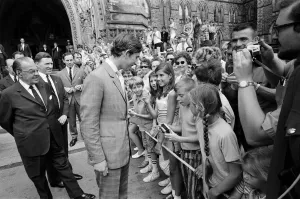 01375 Prints: Prince Charles in Ottawa, Canada. Pictured leaving Parliament House. 2nd July 1970