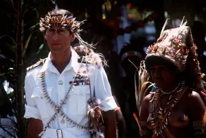 Prince Charles in Papua New Guinea crowned 10th Lapan of Manus August 1984