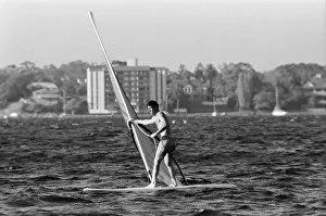 Prince Charles pictured windsurfing near Perth during his visit to Australia. March 1979