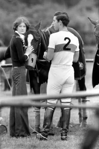 Prince Charles. Polo at Windsor with girlfriend Lady Sarah Spencer
