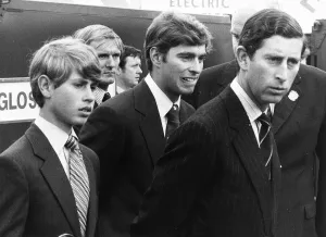 Prince Charles with Prince Andrew and Prince Edward in 1978 at Farnborough Air Show
