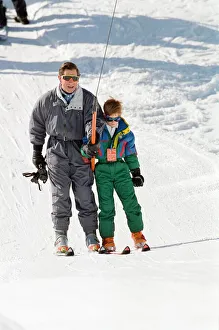 Prince Charles and Prince Harry during a skiing holiday in Klosters, Switzerland