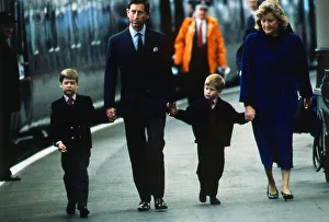 00185 Prints: Prince Charles Prince of Wales arriving at Aberdeen Station holding hands with Prince