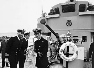 Prince Charles, The Prince of Wales on board HMS Bronington with the officer he is