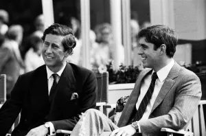 Prince Charles, Prince of Wales and Prince Andrew watching polo at Windsor, Berkshire