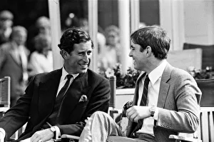 Prince Charles, Prince of Wales and Prince Andrew watching polo at Windsor, Berkshire