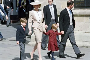 Prince Charles, the Prince of Wales with Princess Diana and their sons Prince William