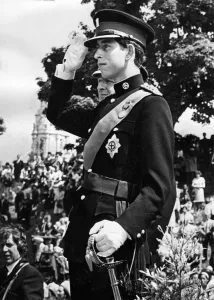 00097 Prints: Prince Charles, The Prince of Wales taking the salute at the parade - The Prince appeared