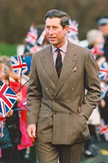 Flags Prints: Prince Charles, The Prince of Wales during his visit to the North East 9 December 1994