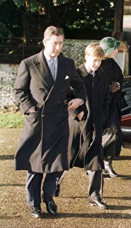 Prince Charles and Prince William arrive at Sandringham Church for the traditional
